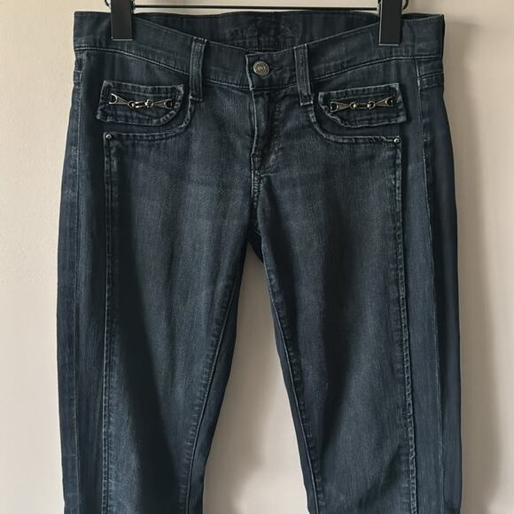 GUC 7 FOR ALL MANKIND JEANS W/ DETAILED SEAMS, METAL CHAIN & STUD DETAILS - Picture 1 of 9